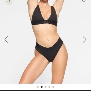 Skims Cotton Rib Mid Rise Brief - Soot - Large